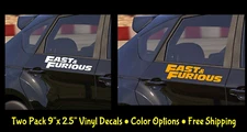 Fast & Furious 2 PACK 9" Color Vinyl decals Paul Walker Car Windows Door Bumper