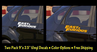 Fast & Furious 2 PACK 9'' Color Vinyl decals Paul Walker Car Windows Door Bumper