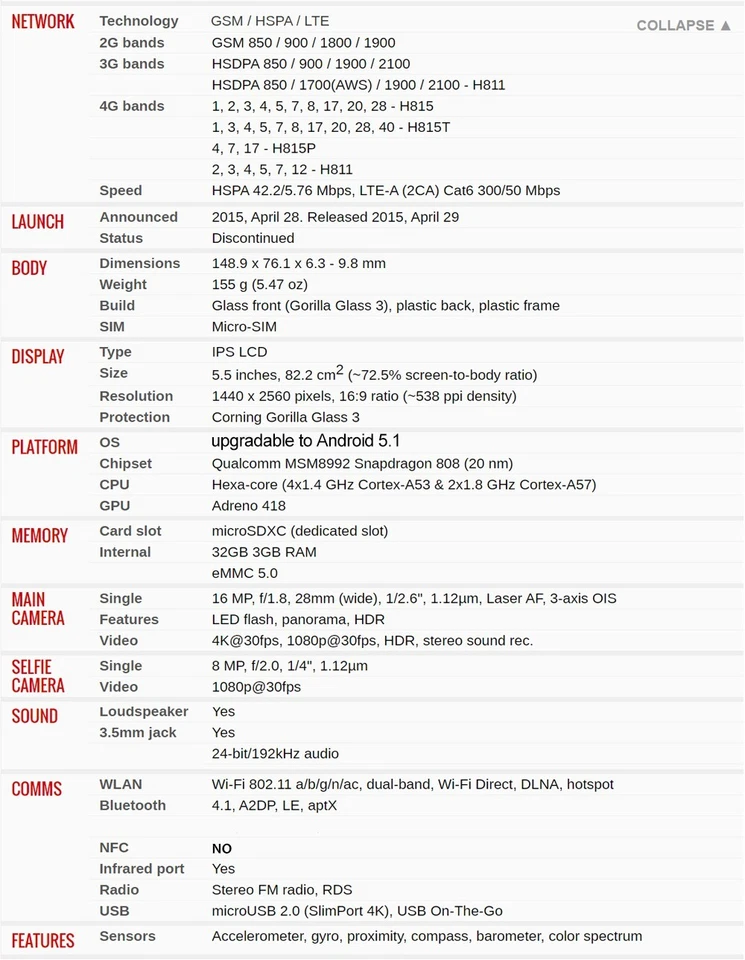 Original LG G4 H815/H810/H811 3GB RAM 32GB ROM 5.5in Unlocked LTE 4G Smartphone - Image 2 of 4