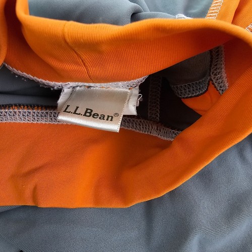 L.L. Bean Kids Long Sleeve Rashguard Swimwear Size M 10/12 Orange/Gray - Picture 2 of 6