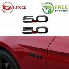 1 PAIR MATTE BLACK 5.0 BADGE FOR 2015-2020 MUSTANG GT RIGHT LEFT FENDER EMBLEM
