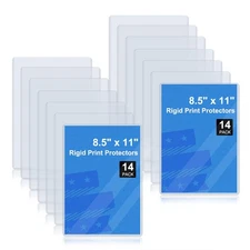 14 Pack 8.5" x 11" Rigid Print Protectors, Clear Waterproof Hard Plastic Page...
