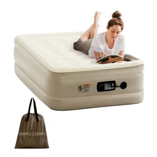 Simpli Comfy 18" Raised Twin Inflatable Air Mattress with Built-in AC Pump, F...