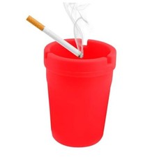 Car Ashtray, Windproof Self-Extinguishing Ash Holder Cigarette Trash Can, Red