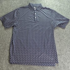 FootJoy FJ Polo Shirt Mens Size Large Blue Dolphin Geometric Short Sleeve Golf