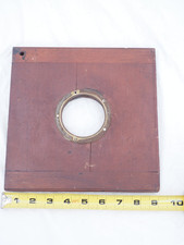 ***Unmarked 9" X 9" Wood Lens Board with w/2-1/2" Brass Lens Mount Ring***