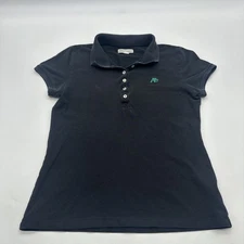 Aeropostale Polo Shirt Women Large Black Logo Embroidered ..#31699