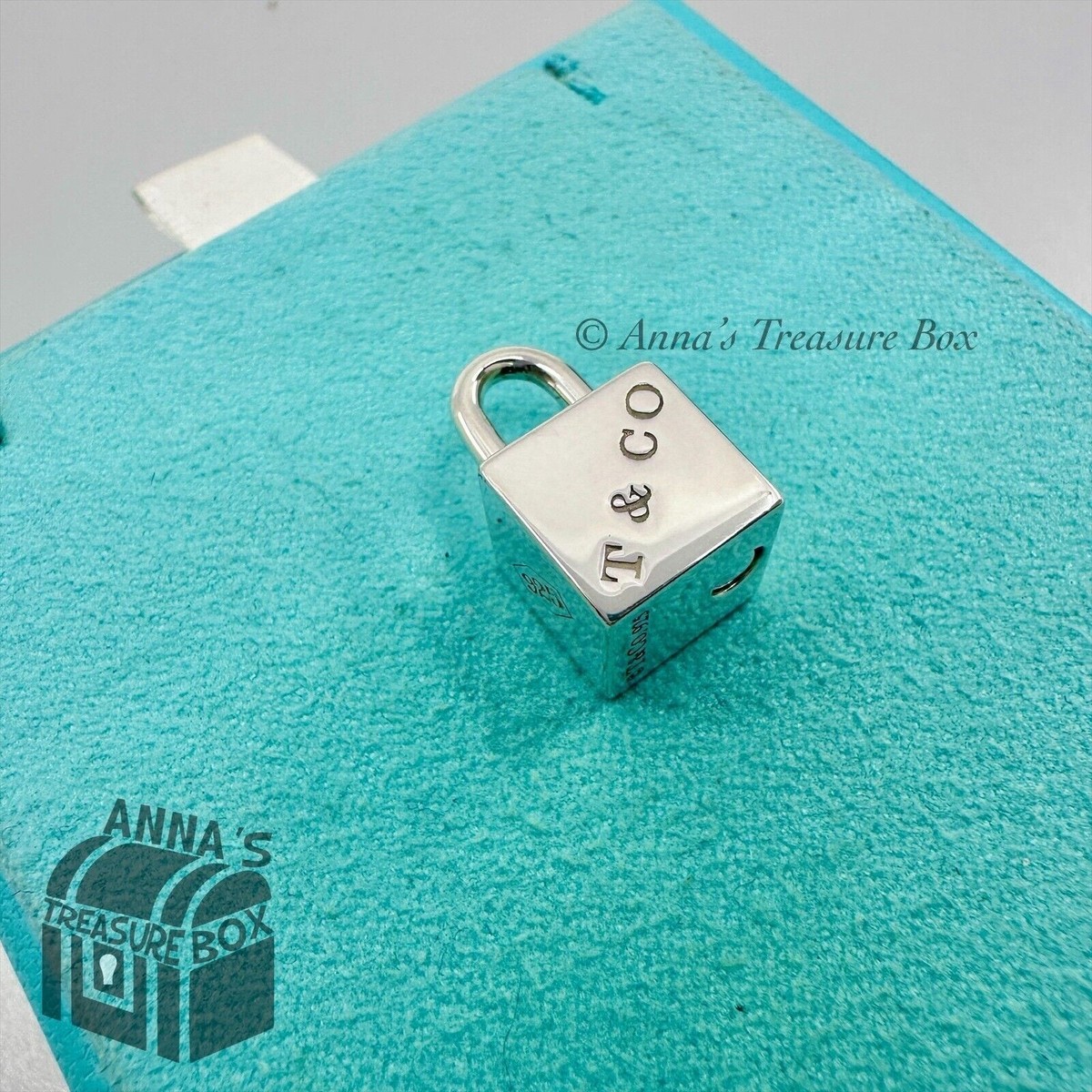 Tiffany & Co. 925 Silver 1837 Padlock Cube Box Charm Pendant 