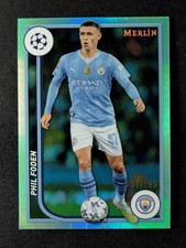 2023-24 Topps Chrome Merlin UEFA PHIL FODEN 107/250 Aqua Refractor #74