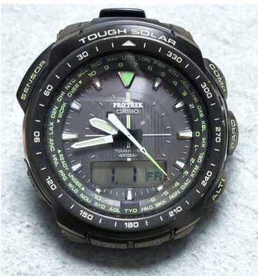 Casio Pro Trek PRW-5100 Black Green Solar Radio Watch From Japan