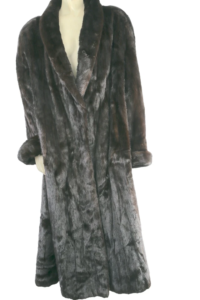 Abrigo de lujo vintage de piel de visón marrón Bloomingdale’s largo completo con ganchos talla 12 Foto 4 de 4