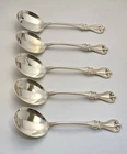 5 Towle OLD COLONIAL Sterling Silver Round Bowl Cream Soup Spoons - NO MONO 190g