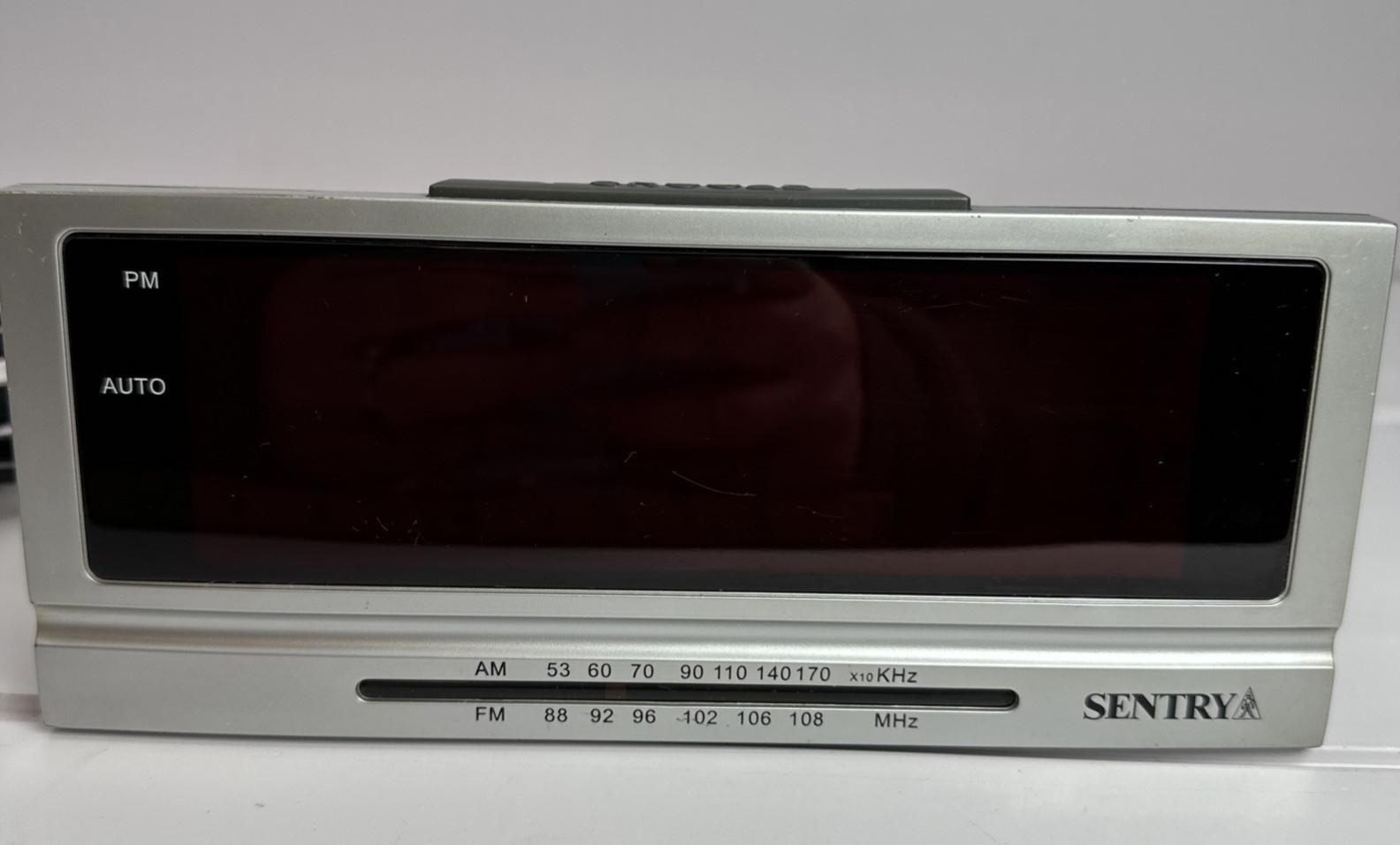 Sentry Alarm Clock Radio Large Digital Red Display Silver Tested- Working