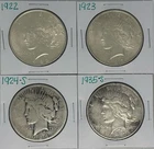 1922 1923 1924-S 1935-S Peace Dollar Lot of 4 (714)