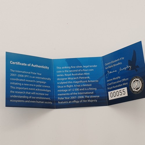 2008 Australia Polar Series $5 Silver Proof 999 Coin Antarctic Territory Box - Afbeelding 8 van 10