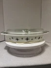 Vintage Pyrex Black Star Atomic Compass Divided 1 1/2 Qt. Casserole Dish, Lid