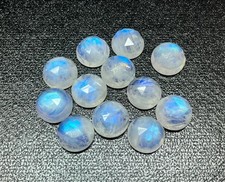 AAA Natural Top Quality Rainbow Moonstone Rose Cut Round Shape Loose Gemstone