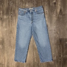 Levi's Women's Ribcage Straight Ankle Light Wash Denim Jeans 31 x 25 Button Fly