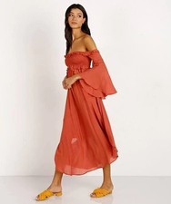 Spell & The Gypsy Florence Midi Dress Small Boho Festival Milkmaid Smocked