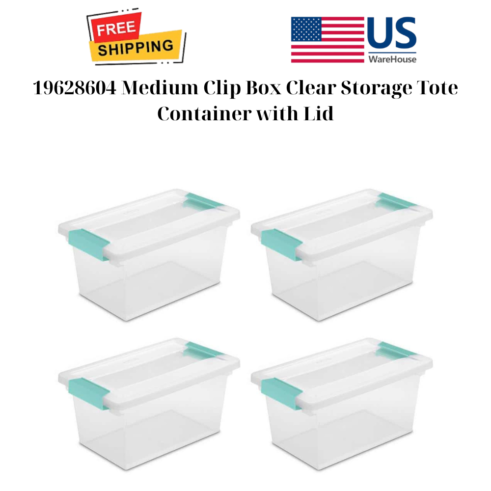 Clear Medium Clip Box Storage Tote with Lid - 19628604