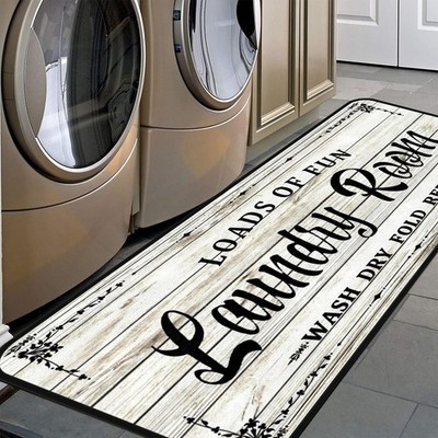 White-1 Farmhouse Non-Slip Kitchen & Bathroom Decor - Waterproof Rug Runner 2...