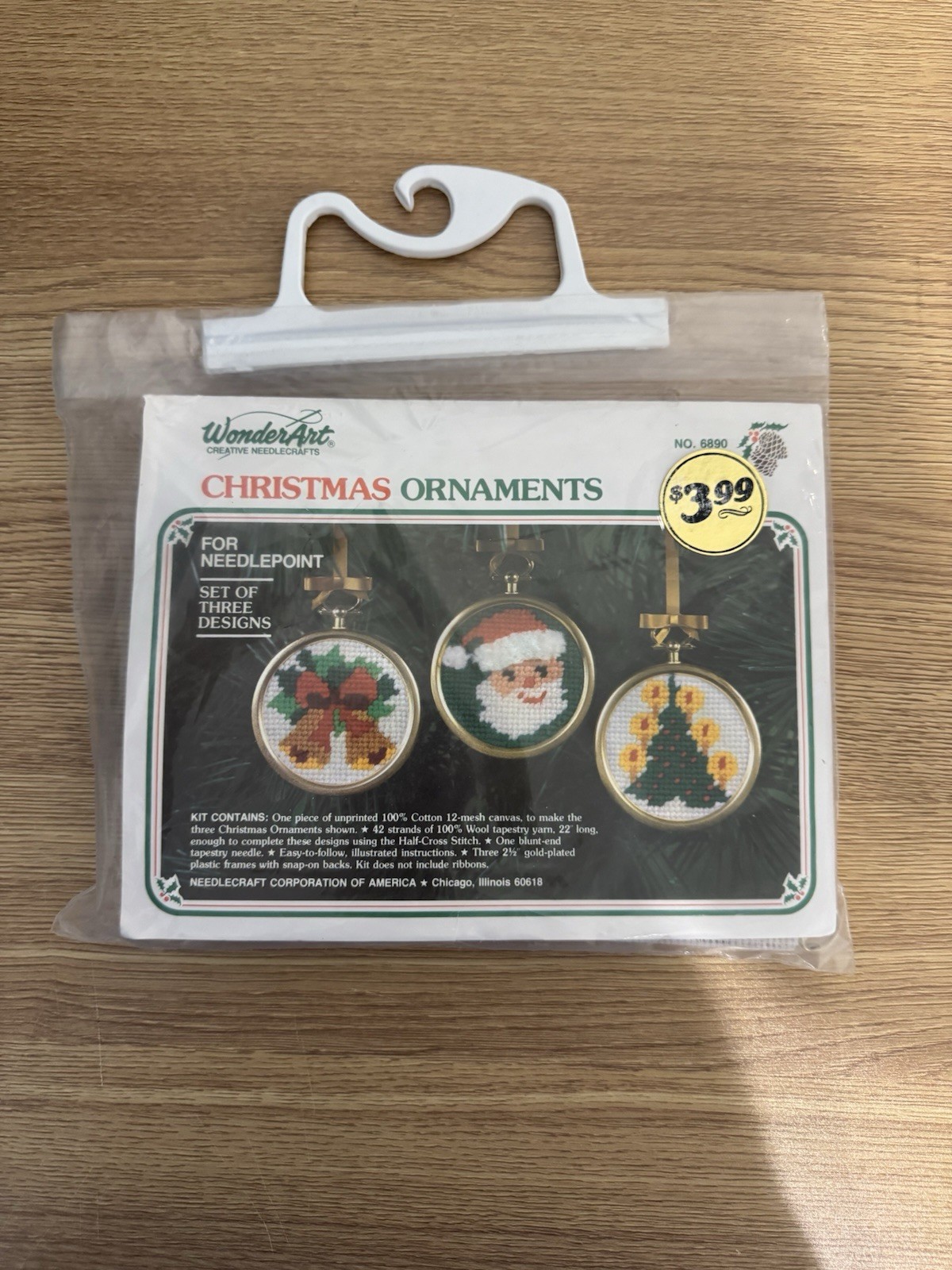 New Vintage WonderArt Christmas Ornament Needlepoint Kits with Frames