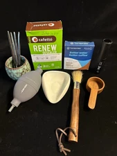 Pourover Coffee Accessories. Scoup, Spoons, TWW, Spritzer, Brush, Blower, Tray, 