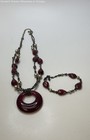 Lia Sophia Gold Tone Red Glass & Faux Pearl Necklace & Bracelet Set 52.7g — photo 1