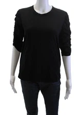 Veronica Beard, Women Basic Jersey Tee Black Crew 3/4 Sleeve Cotton Size M