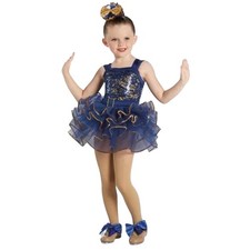 Sequin Tutu Dress Dance Costume Tap Recital Navy Blue and Gold Children XXL 20