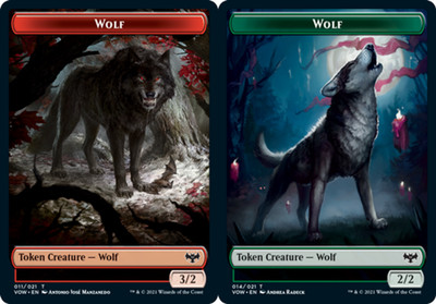 1x Wolf Token (011) // Wolf Token (014) - Foil MTG - Innistrad: Crimson Vow - Mo