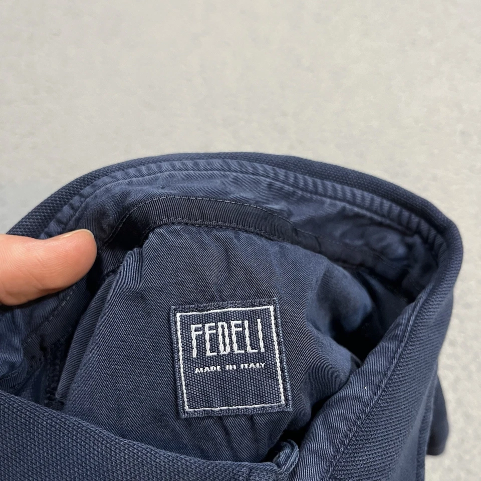 Camisa Polo Fedeli Para Hombre 52 Grande Azul Marino Piqué Elástica Algodón Oficina Italia Foto 3 de 4