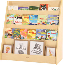 Kids Bookshelf for Toddlers and Babies, Wooden Montessori Bookshelf for Kids Roo