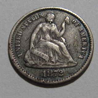 1872 Seated Liberty Half Dime Very Fine Condition 113SU