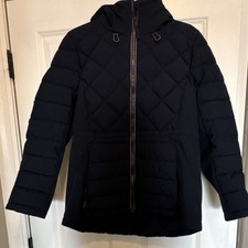 Tommy Hilfiger Women's Quilted Hooded Jacket Black Zip Closure Size L