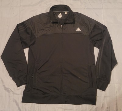 Adidas Men's XL Full Zip  Windbreaker Jacket Black RN#88387 EUC