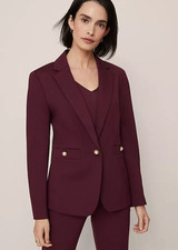 NWT ANN TAYLOR POISED PLUM PONTE SINGLE ONE BUTTON BLAZER JACKET SZ 10