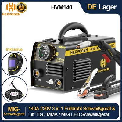 3 IN 1 140A 240V IGBT Schweißgerät Gaslos Fülldraht MIG ARC TIG Schweißmaschine