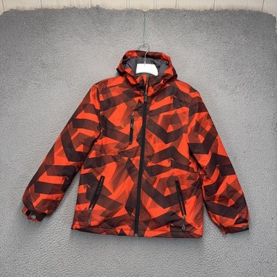 Firefly Jacket Boys Large Red Black Geometric Aquabase 3000 Ski Snowboard Hooded