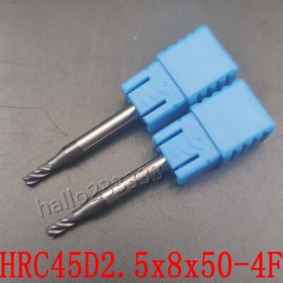 5PCS  HRC45-50° 2.5mm*50mm 4 Flutes Solid Carbide Tungsten steel Endmill CNC