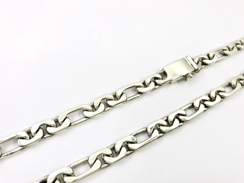 Taxco Mexican 925 Sterling Silver C-Link Figaro Chain Necklace. 24", 123 grams - Picture 7 of 12