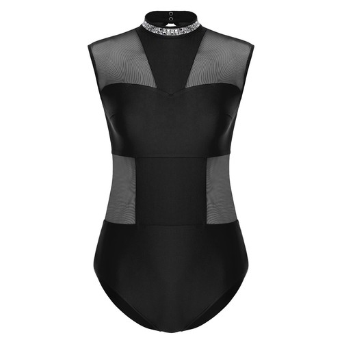 Womens Jumpsuit Stretchy Bodysuit Ballet Dancwear Lyrical Patchwork Modern Mesh - Bild 60 von 92