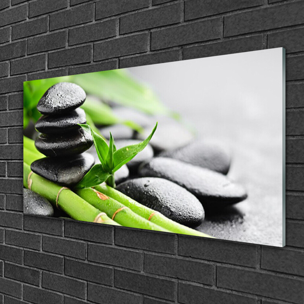 Tableau sur verre floral bambou 100x50 cm anti-humidité pour décorer une pièce d'eau