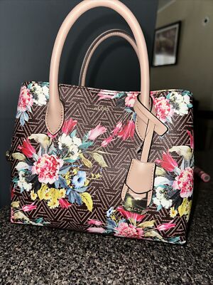 Aldo Triple Compartment Small Crossbody Satchel Bag Purse Floral Design 10