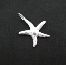 925 Sterling Silver Starfish Charm, Textured Star Fish Charm (25mm) per 1 piece