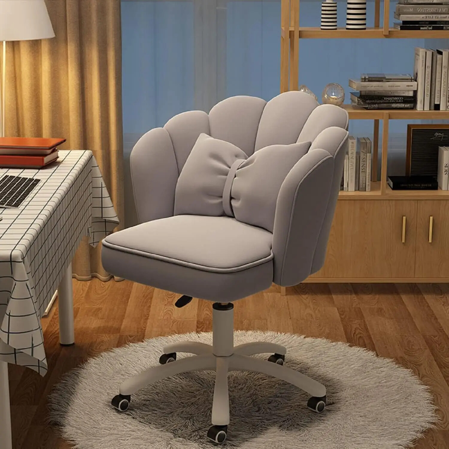 Cute Petal Office Chair Modern Adjustable Fabric Desk Chair for Home Use
