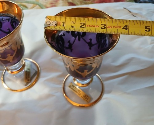 NWT Vintage Italian Purple & Gold Trimmed Fine Elegant Goblets 5 Sold as Each - Picture 21 of 24