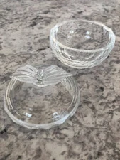 Vintage Crystal Glass Jewerly Box Apple Shape Trinket Box