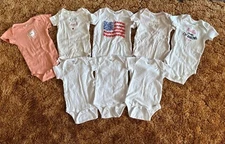 Set Of 8 Baby Short Sleeve Bodysuits Size 12M Various Designs & Name Brands