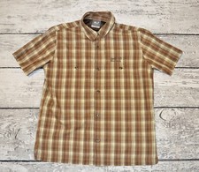 Jack Wolfskin Short Sleeve Shirt Outdoor Mens Clothes Plaid Travel Button Downs